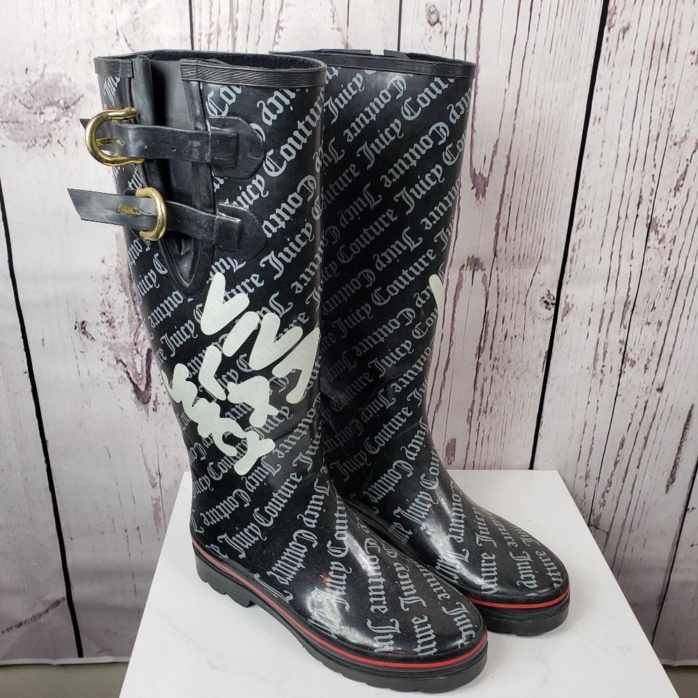 Juicy Couture Rain Boots Viva La Juicy Sz 9 Black